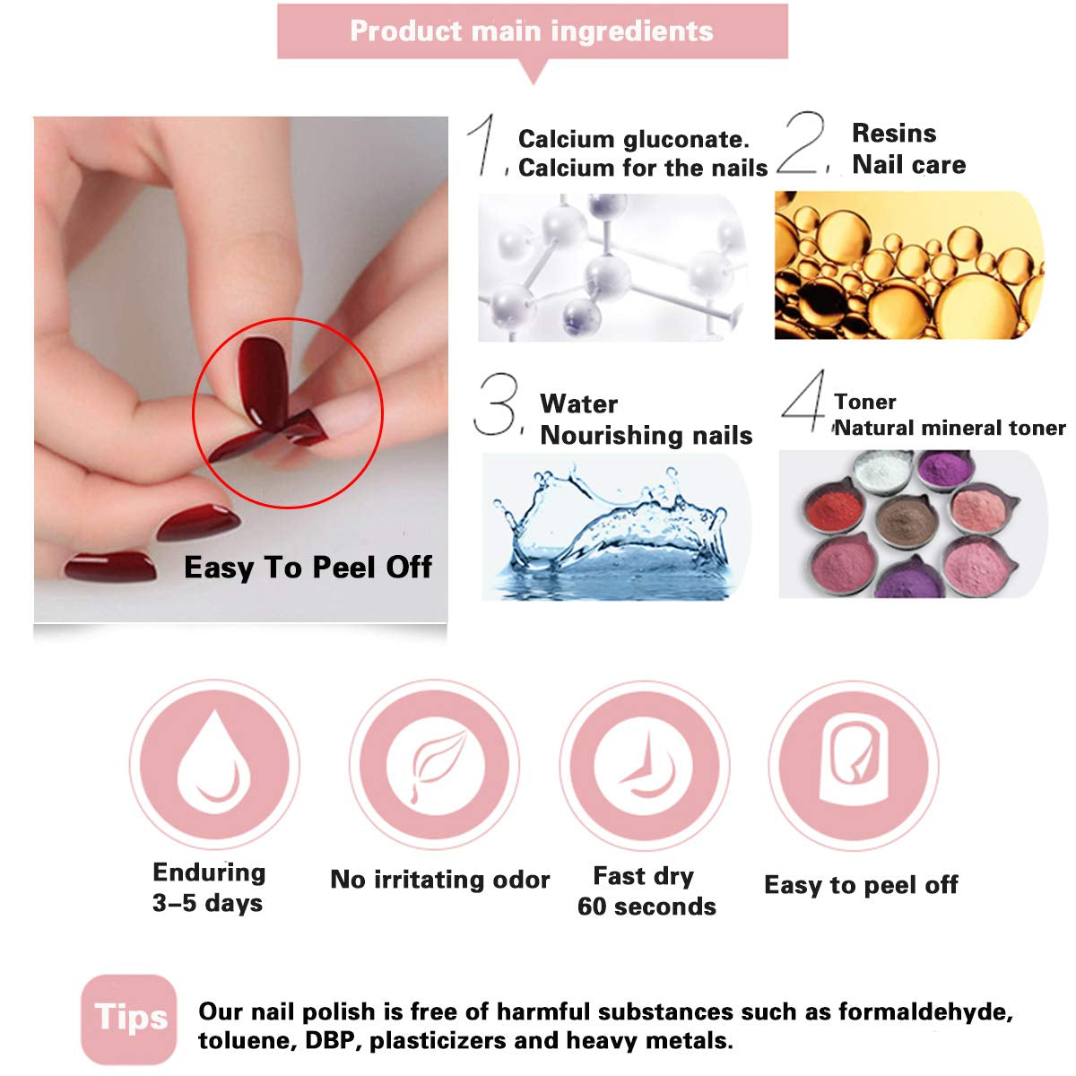 Non Toxic Easy Peel off and Fast Dry Nail Polish Set for Pack, Eco Friendly and Organic Water Based Nail Polish for Women,Teens(10 Bottles)