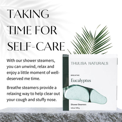 Eucalyptus Shower Steamers Aromatherapy | Organic Shower Bombs with Essential Oils | Self Care Christmas Birthday & Spa Gifts for Women & Men | Stocking Stuffers | 4 Pack