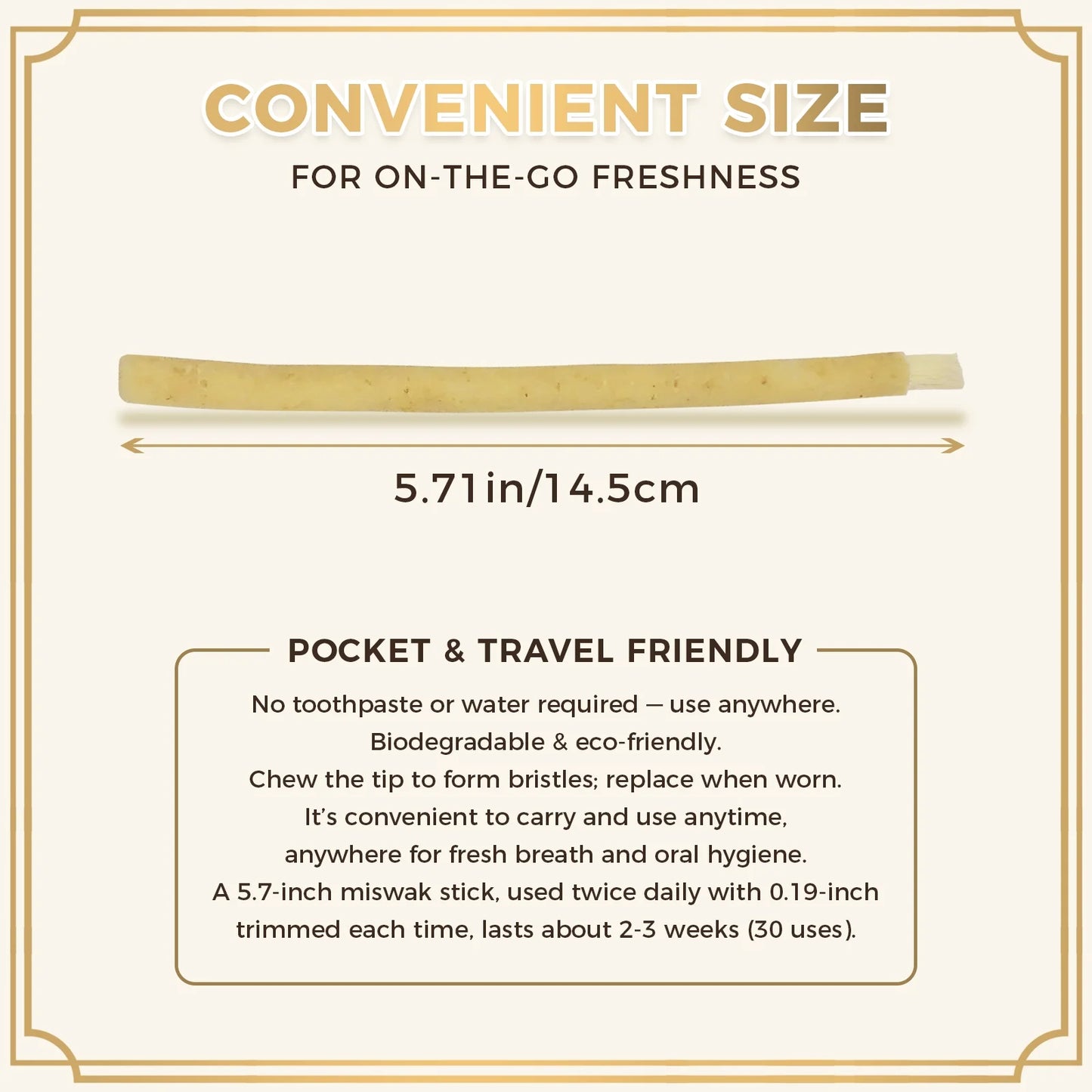 12 Pack Natural Miswak Sticks, Organic Wooden Miswak Toothbrush for Healthy Gums & Fresher Breath, No Toothpaste Required, Original Flavor