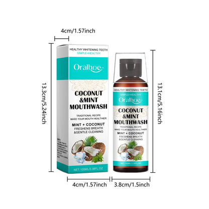 Coconut Mint Pulling Oil Mouthwash Removes Tooth Stains Yellow Teeth Prevents Bad Breath Freshens Breath with Mouthwash