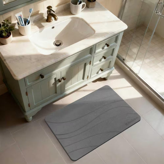 Gray 15.35 In. X 23.62 In. Stone Bath Mat Diatomaceous Earth Shower Mat Non Slip Bath Mat for Bathroom Floor / Ktichen