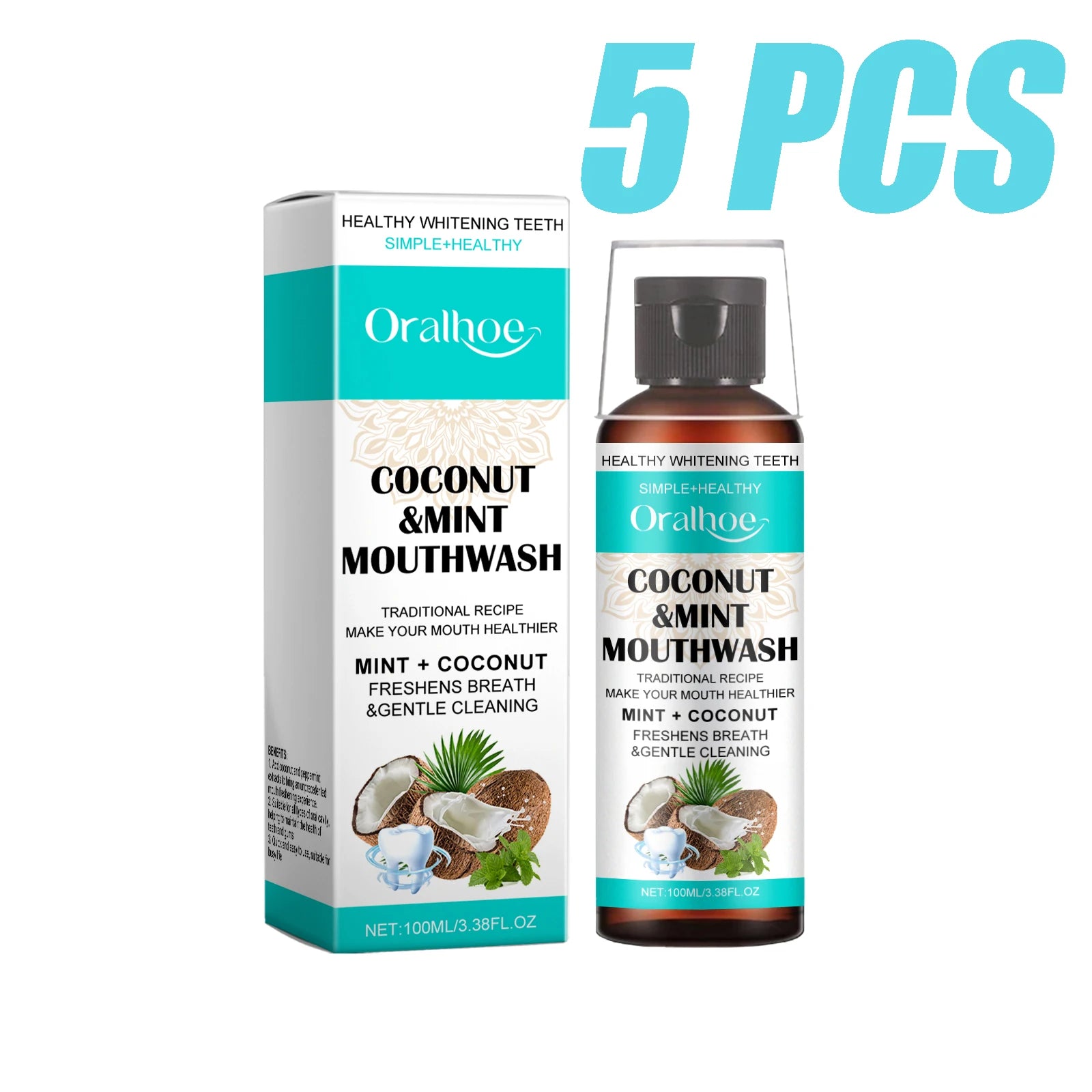Coconut Mint Pulling Oil Mouthwash Removes Tooth Stains Yellow Teeth Prevents Bad Breath Freshens Breath with Mouthwash
