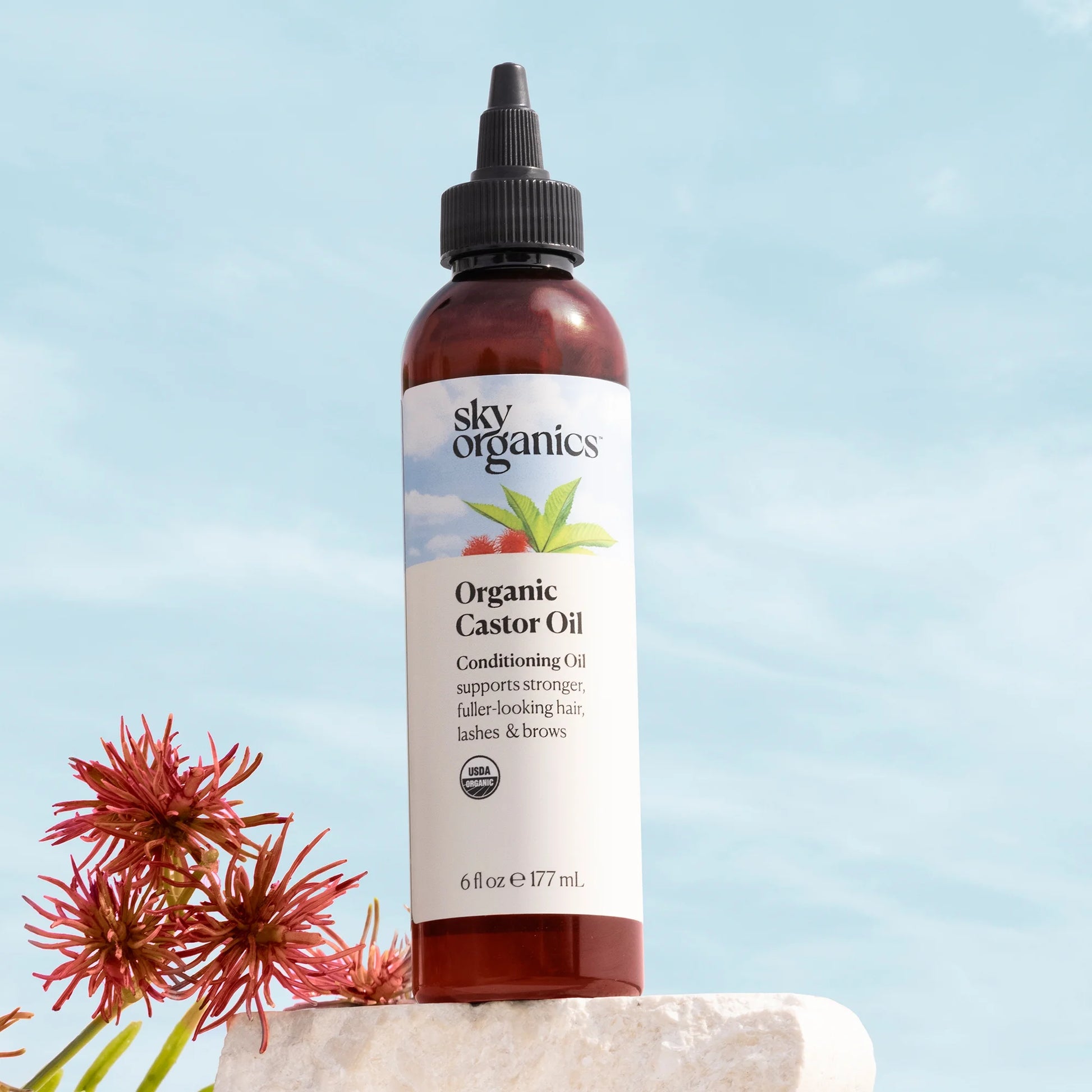 Organic Castor Oil to Condition for Hair, Lashes, and Brows, 6 Fl Oz