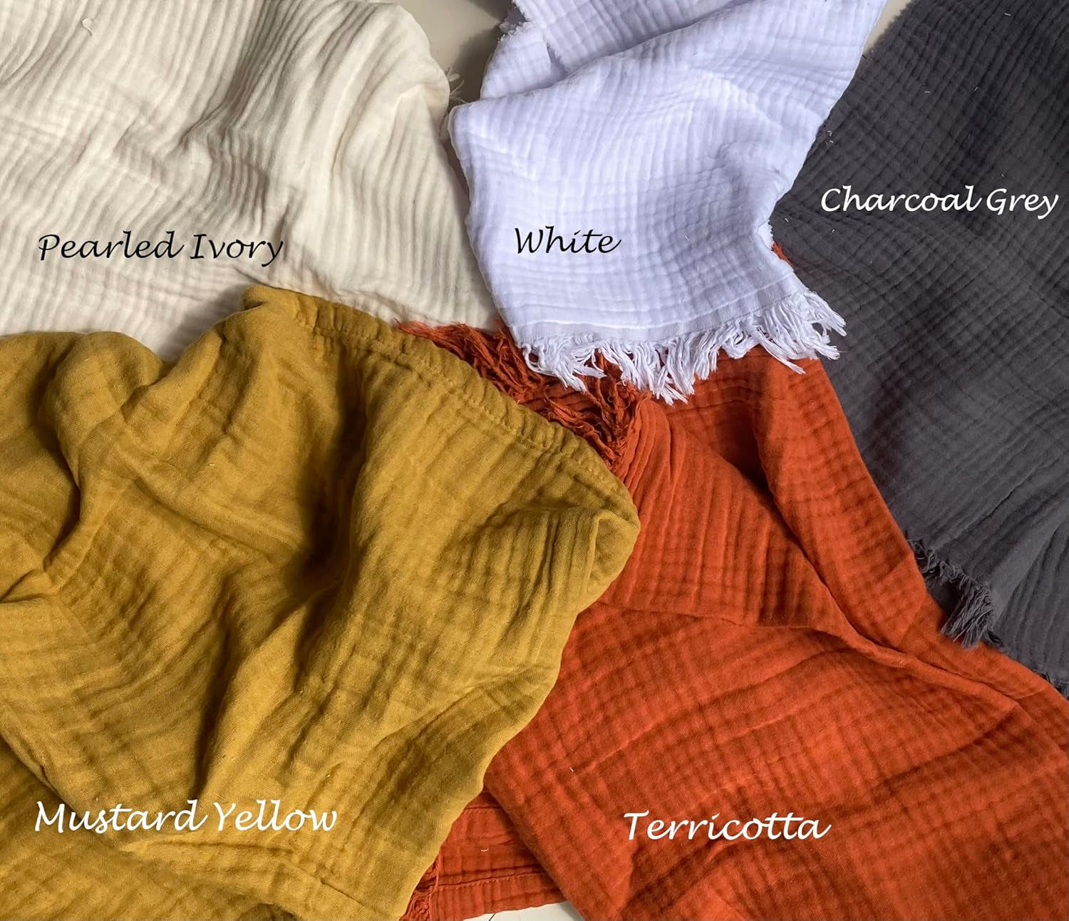 100% Organic Cotton Throw Blankets for Adults, Pre-Washed Plant Dyed, Women, Lightweight Breathable, Soft Gauze Blanket for Couch, Summer, All Season, Creamy