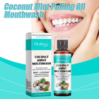 Coconut Mint Pulling Oil Mouthwash Removes Tooth Stains Yellow Teeth Prevents Bad Breath Freshens Breath with Mouthwash
