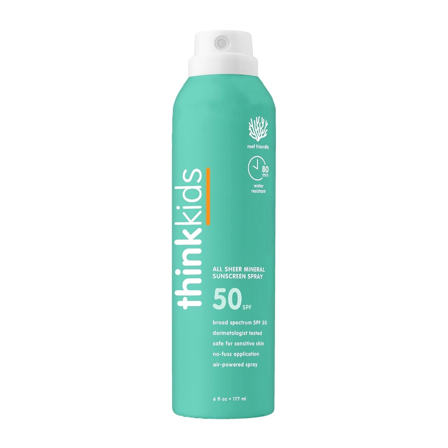 sport Kids Sunscreen Spray, SPF 50 All Sheer Mineral Sunscreen, 6 Fl Oz, Water Resistant Baby & Toddler, Natural Zinc Oxide UVA/UVB Protection