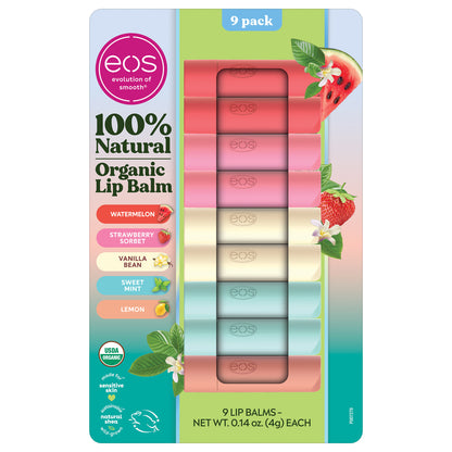Eos Natural USDA Organic Lip Balm, 9 Tubes 