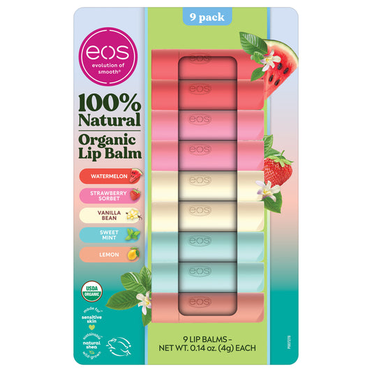 Eos Natural USDA Organic Lip Balm, 9 Tubes 