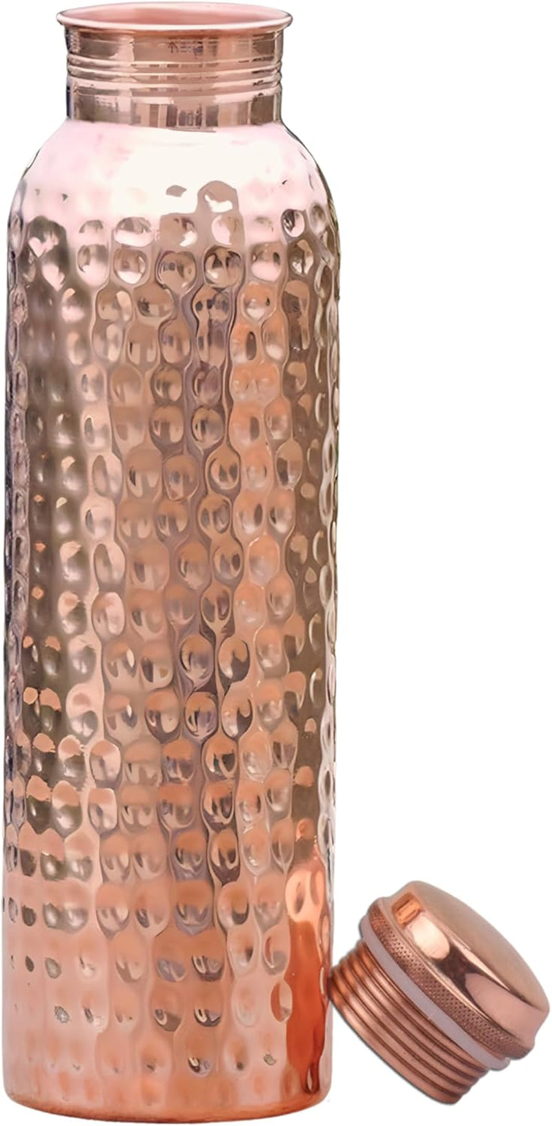 Copper Water Bottle (34Oz/1000Ml) 100% Pure Handmade Hammered Ayurvedic Pure Copper Vessel for Drinking Heavy Duty & Leak-Proof