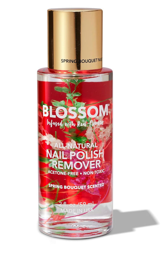 Non Toxic Nail Polish Remover Non Acetone, All Natural Scented, Vegan, Acetone Free Nail Polish Remover, Organic Plant-Based, Infused with Real Flowers, Made in USA, 2Oz, Spring Bouquet