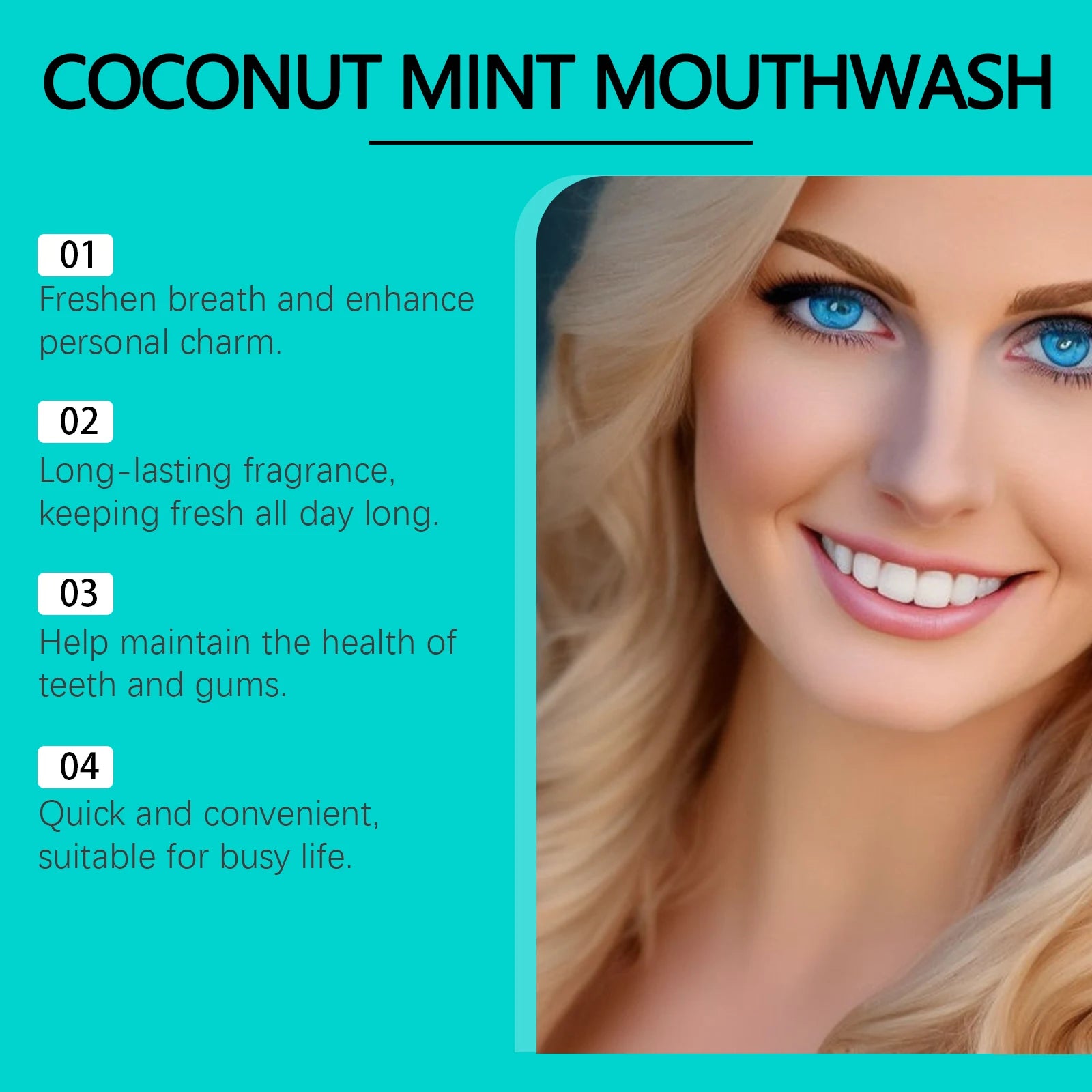 Coconut Mint Pulling Oil Mouthwash Removes Tooth Stains Yellow Teeth Prevents Bad Breath Freshens Breath with Mouthwash