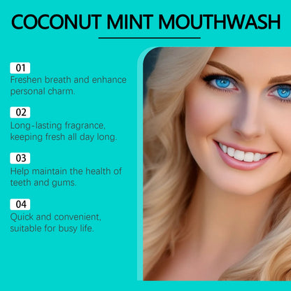 Coconut Mint Pulling Oil Mouthwash Removes Tooth Stains Yellow Teeth Prevents Bad Breath Freshens Breath with Mouthwash