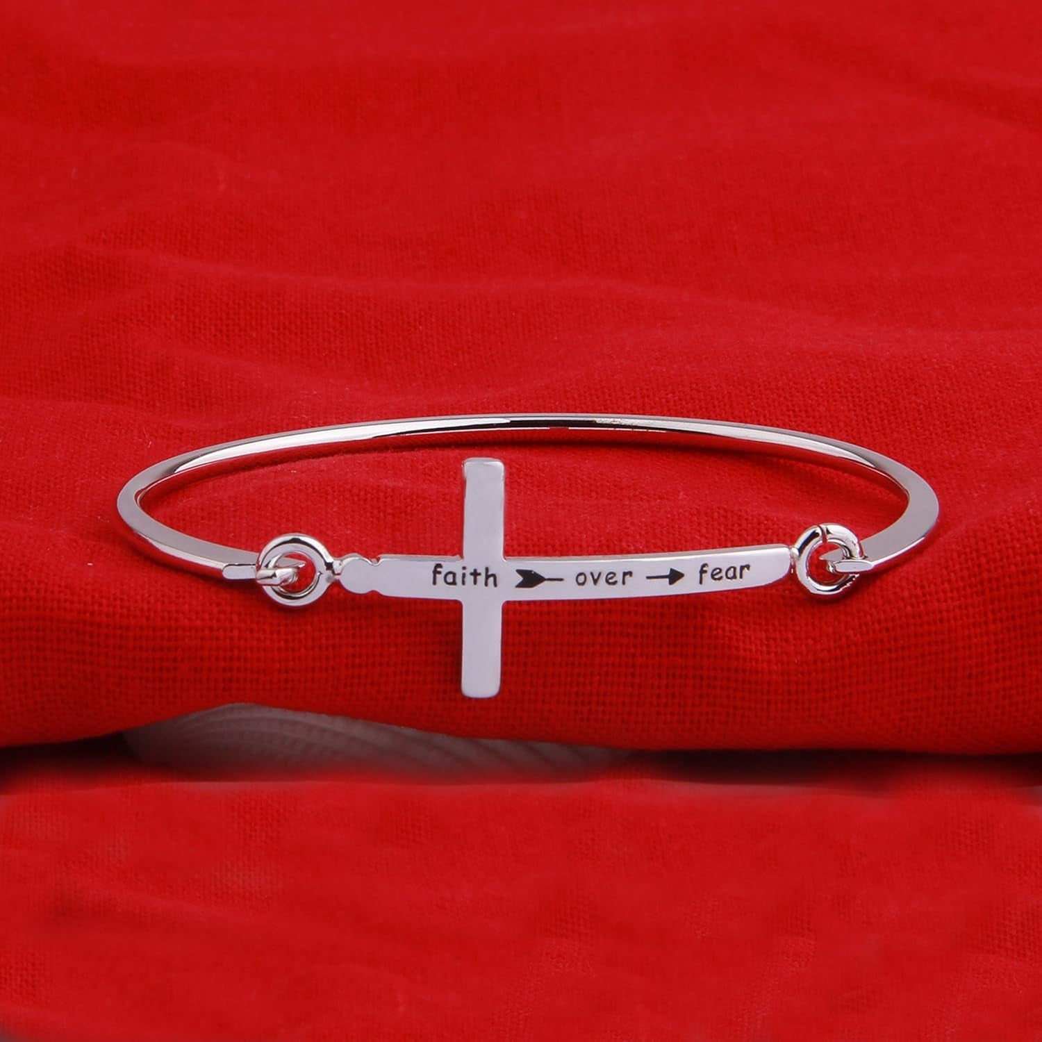 Christian Bracelet Faith Bracelet Let Your Faith Be Bigger than Your Fear Cross Bracelet Religious Jewelry Gift for Her