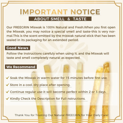 12 Pack Natural Miswak Sticks, Organic Wooden Miswak Toothbrush for Healthy Gums & Fresher Breath, No Toothpaste Required, Original Flavor