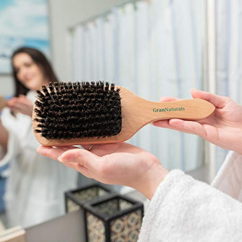 Grannaturals Boar Bristle Smoothing Hair Brush for Women and Men - Medium/Soft