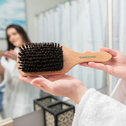 Grannaturals Boar Bristle Smoothing Hair Brush for Women and Men - Medium/Soft