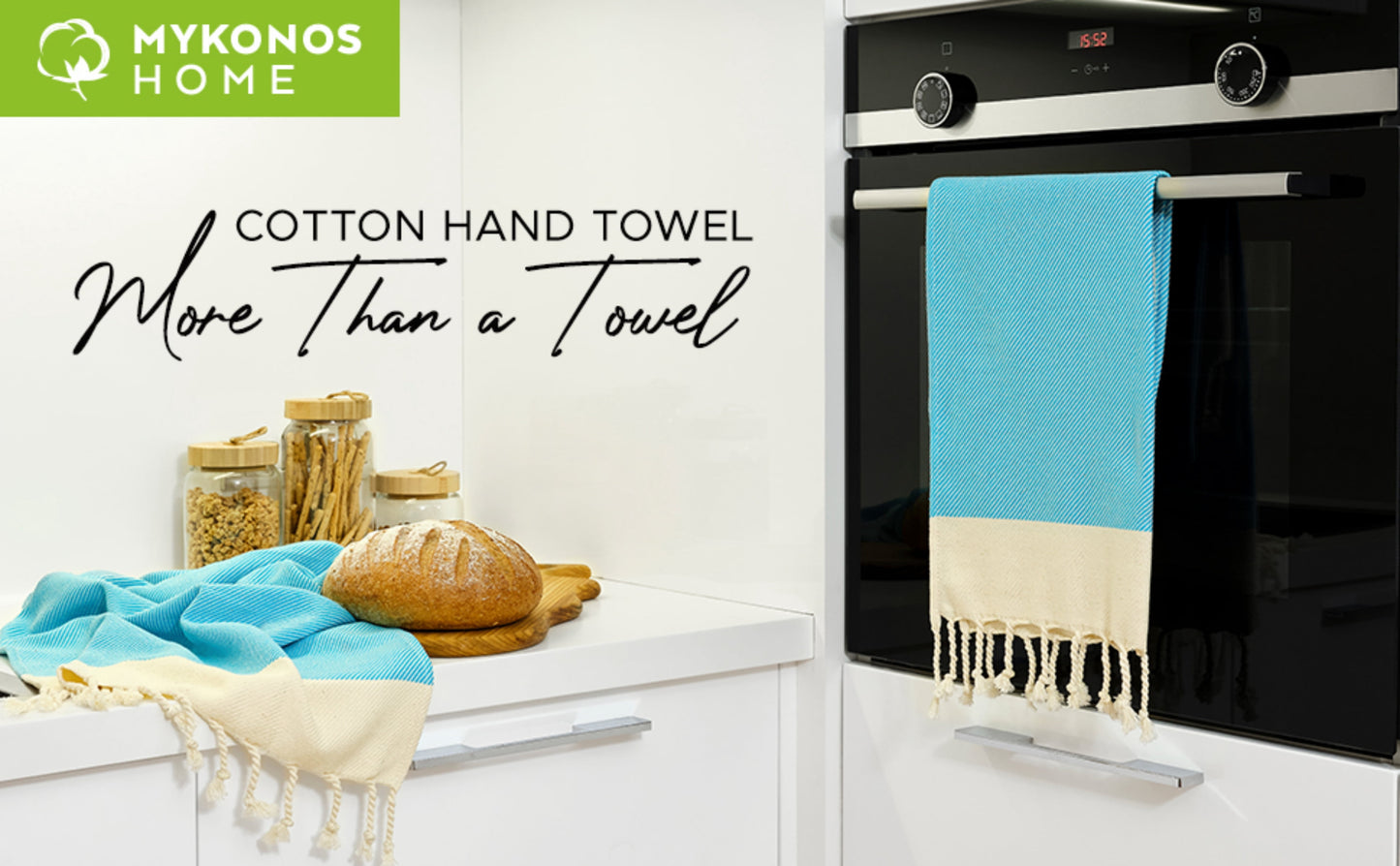 Mykonos 2-Pack Turkish Cotton Hand Towels – Light Gray, 40X19 In, Soft Absorbent Decorative Bathroom Towel Set
