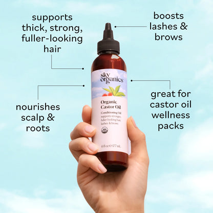 Organic Castor Oil to Condition for Hair, Lashes, and Brows, 6 Fl Oz