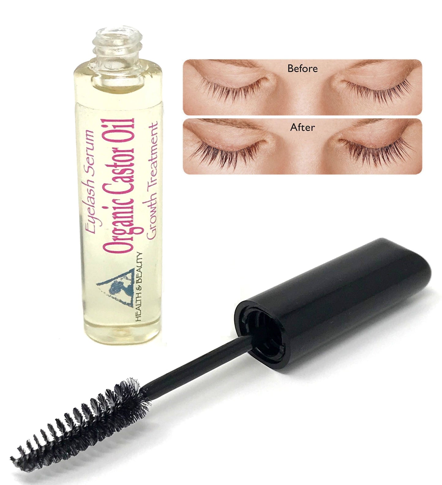 Castor Oil Eyelash Growth Serum Cold Pressed Organic Hexane Free in Mascara Tube