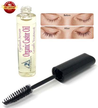 Castor Oil Eyelash Growth Serum Cold Pressed Organic Hexane Free in Mascara Tube